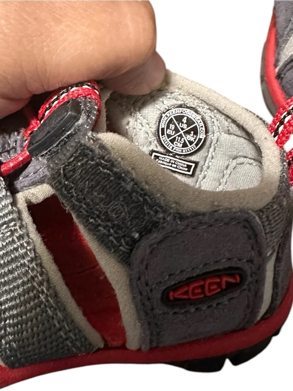 Keen Kids Gray and Red Closed-Toe Outdoor Sandal